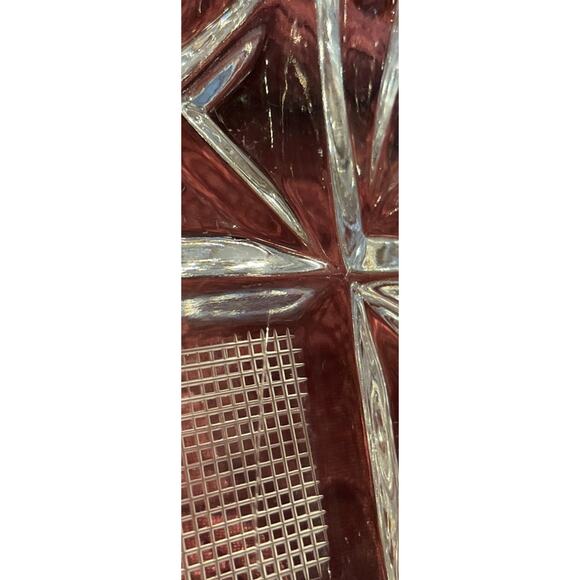 Heavy CUT GLASS Cigar Cigarette 6" X 6" ASHTRAY /trinket Tray - Picture 7 of 7